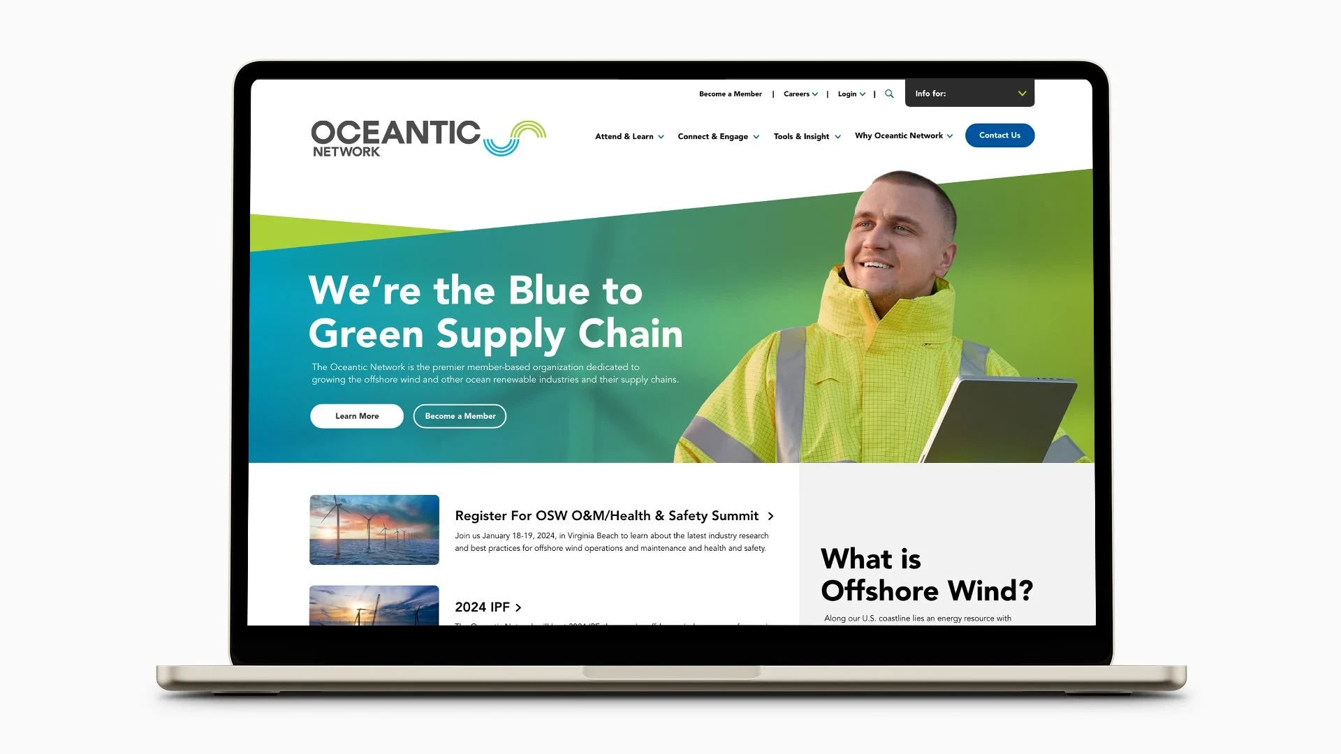Oceantic Network website shown on desktop