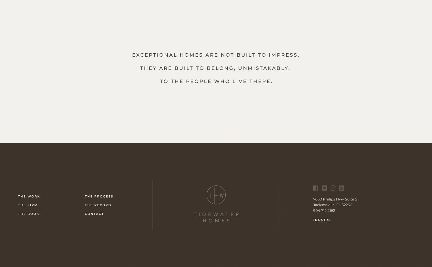 Tidewater Homes statement and footer