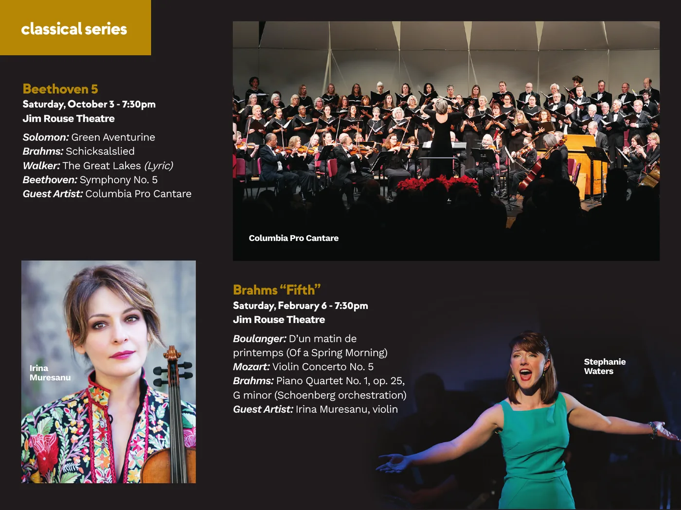 Columbia Orchestra brochure, classical series
