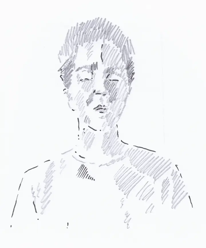 Animated hand-drawn self-portrait of Scott Siskind